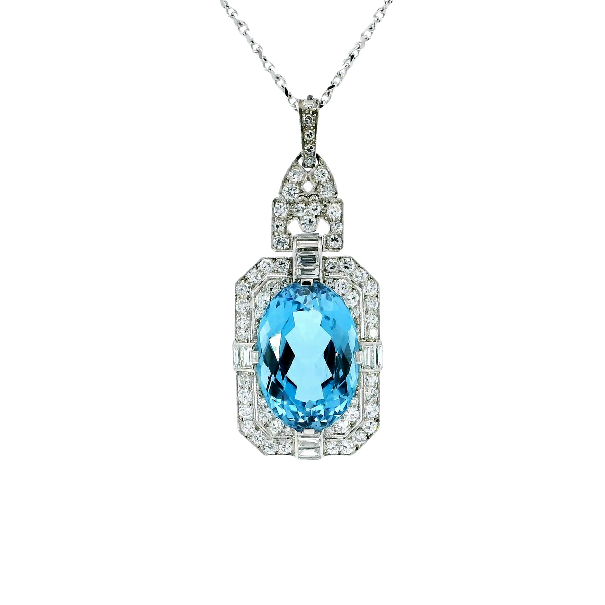 Estate Art Deco 950 Aquamarine Pendants | Carroll's