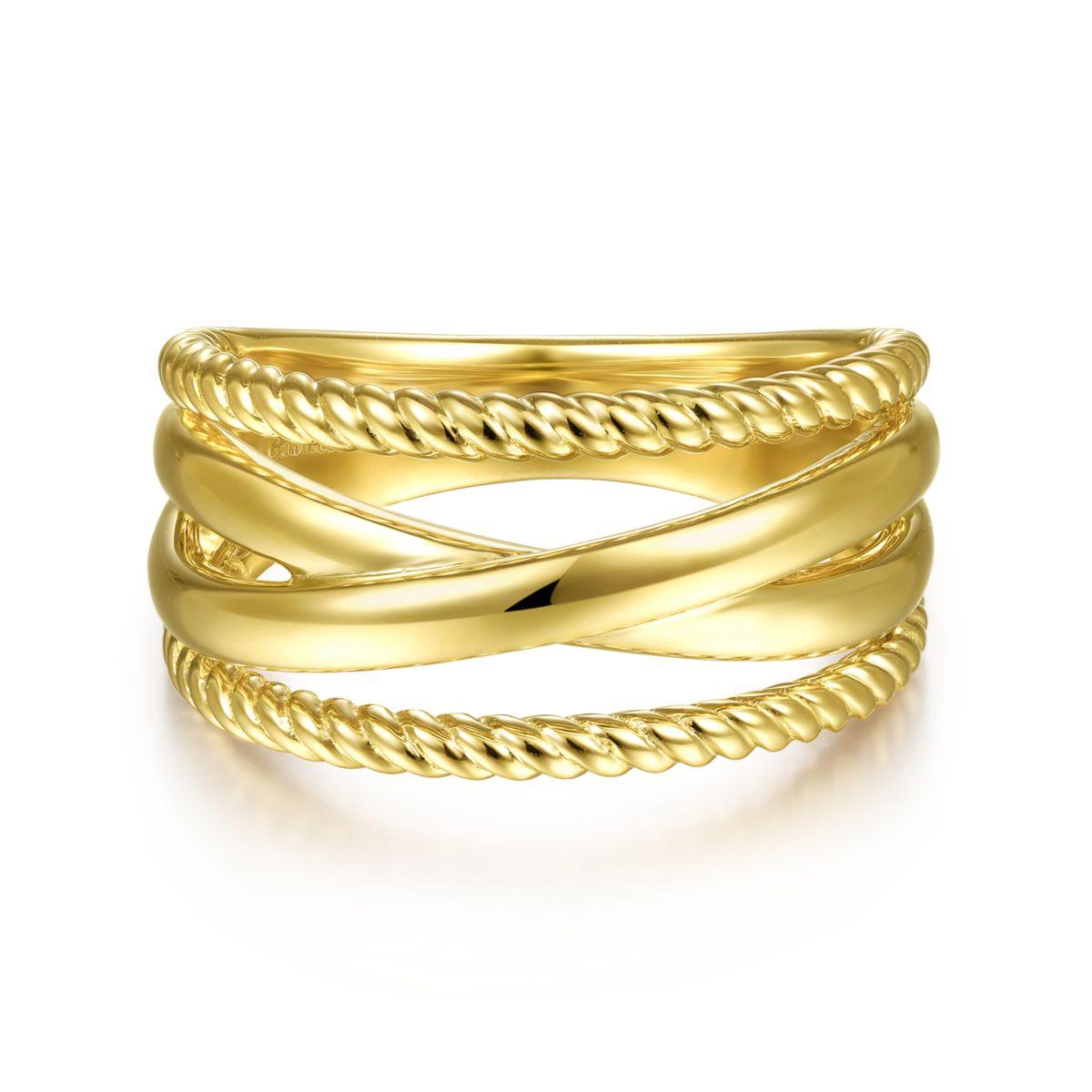 14K Two-Tone Gold Polished & Diamond Row Wrap Ring – Carroll's