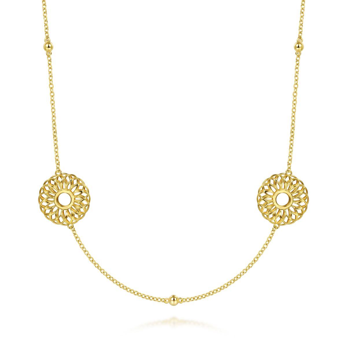 Floral Openwork Gold Necklace