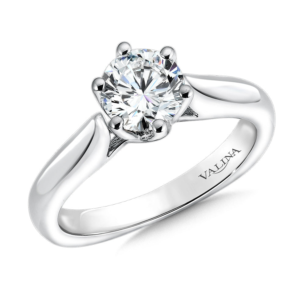 14K White Gold Six-Prong Solitaire Tulip Engagement Ring – Carroll's