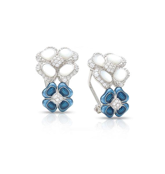 Clover Blooms Italian Enamel & Mother-of-Pearl Floral Statement Earrings in Platinum-Plated Sterling Silver