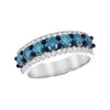 14K White Gold Blue & White Diamond Wedding Band