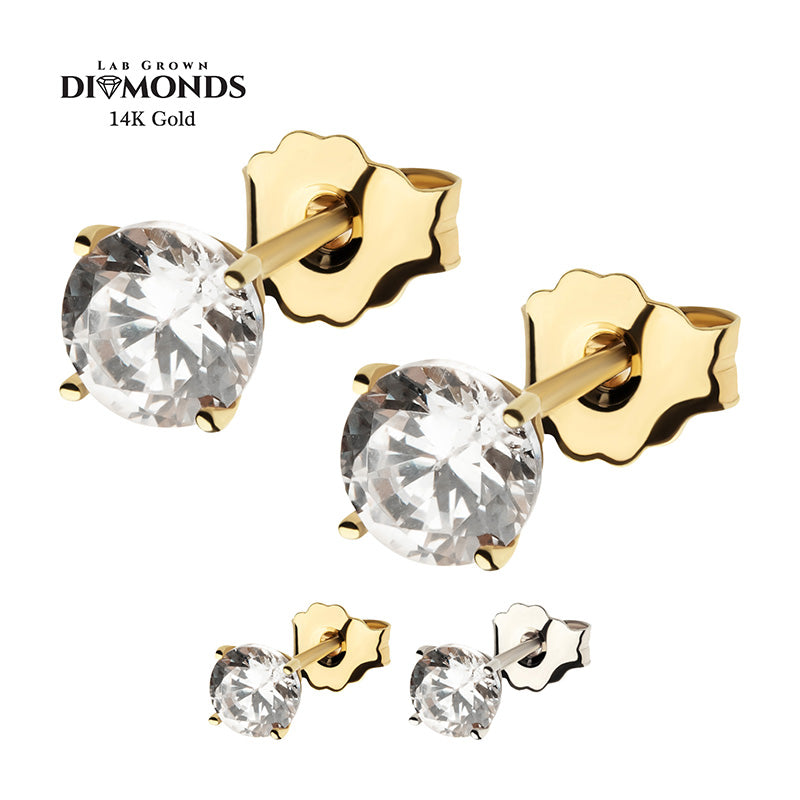 14K Gold Lab-Grown Diamond Stud Earrings