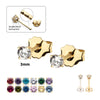 20g 14K Gold Birthstone 3mm Gem Stud Earrings