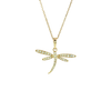 14K Yellow Gold Dragonfly Diamond Charm Necklace