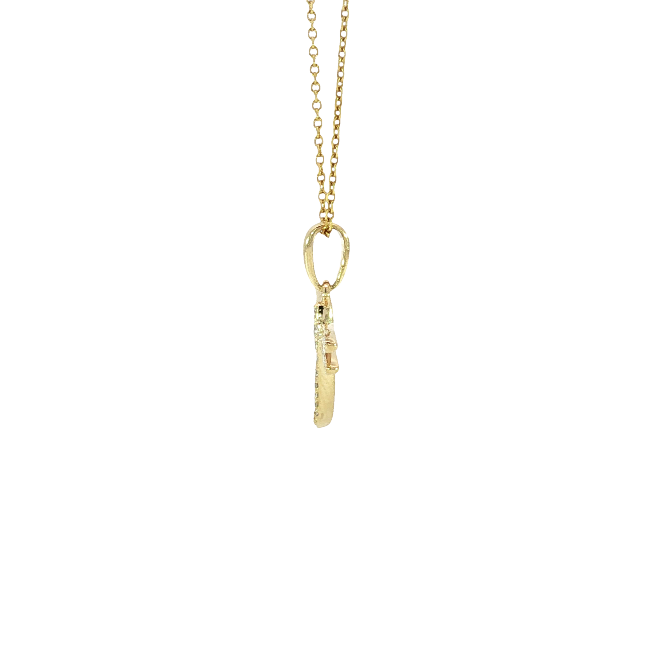 14K Yellow Gold Dragonfly Diamond Charm Necklace