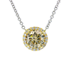 Two-Tone Brown Diamond Halo Necklace in 14K White & Yellow Gold
