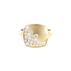 14K Yellow Gold Signet Ring with Round Cut Diamonds