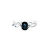 Oval Blue Sapphire Infinity Style Ring in 14K White Gold
