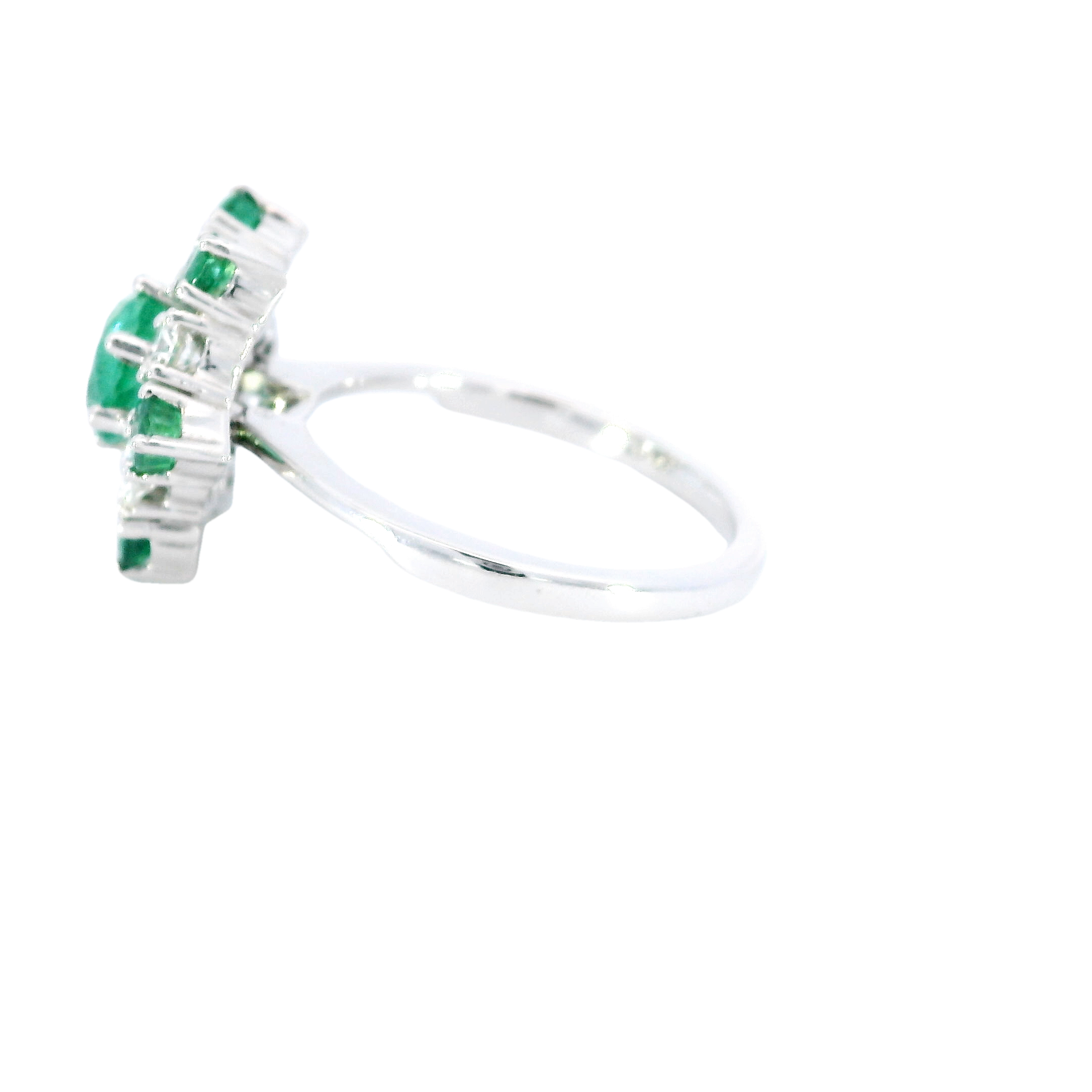 Elegant 14K White Gold Emerald & Diamond Ring