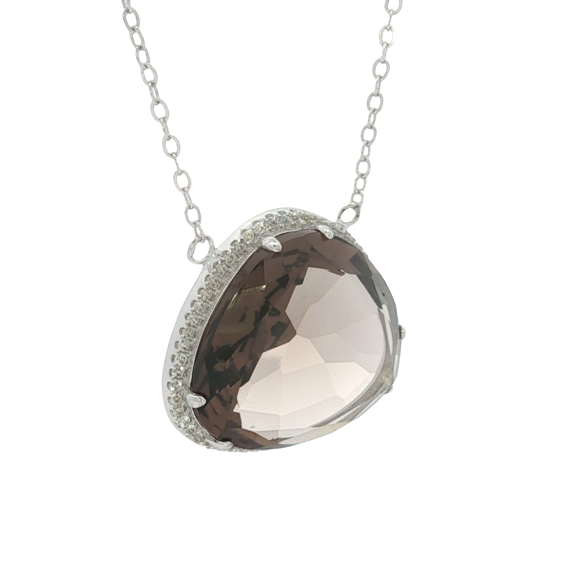 Sterling Silver Smoked Quartz Pendant Necklace