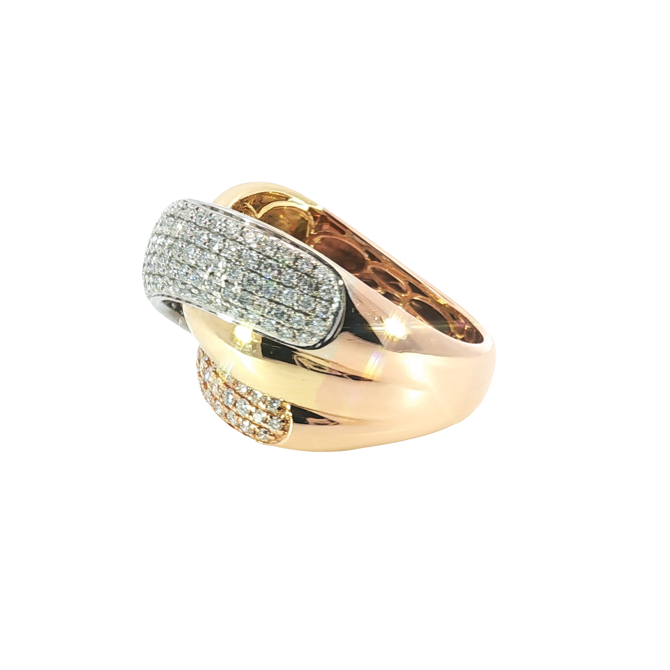 18K Tri-Tone Gold Diamond Ring
