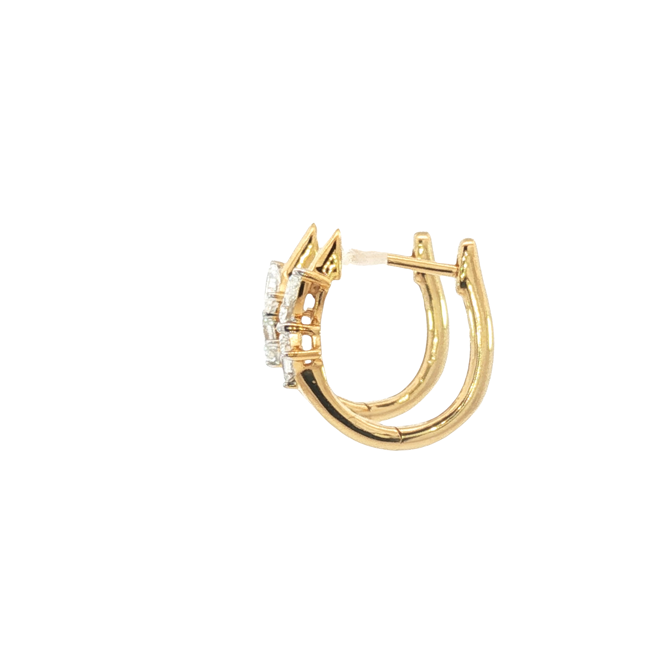 14K Yellow Gold Hoop Earrings with Pear & Baguette Cut Diamonds