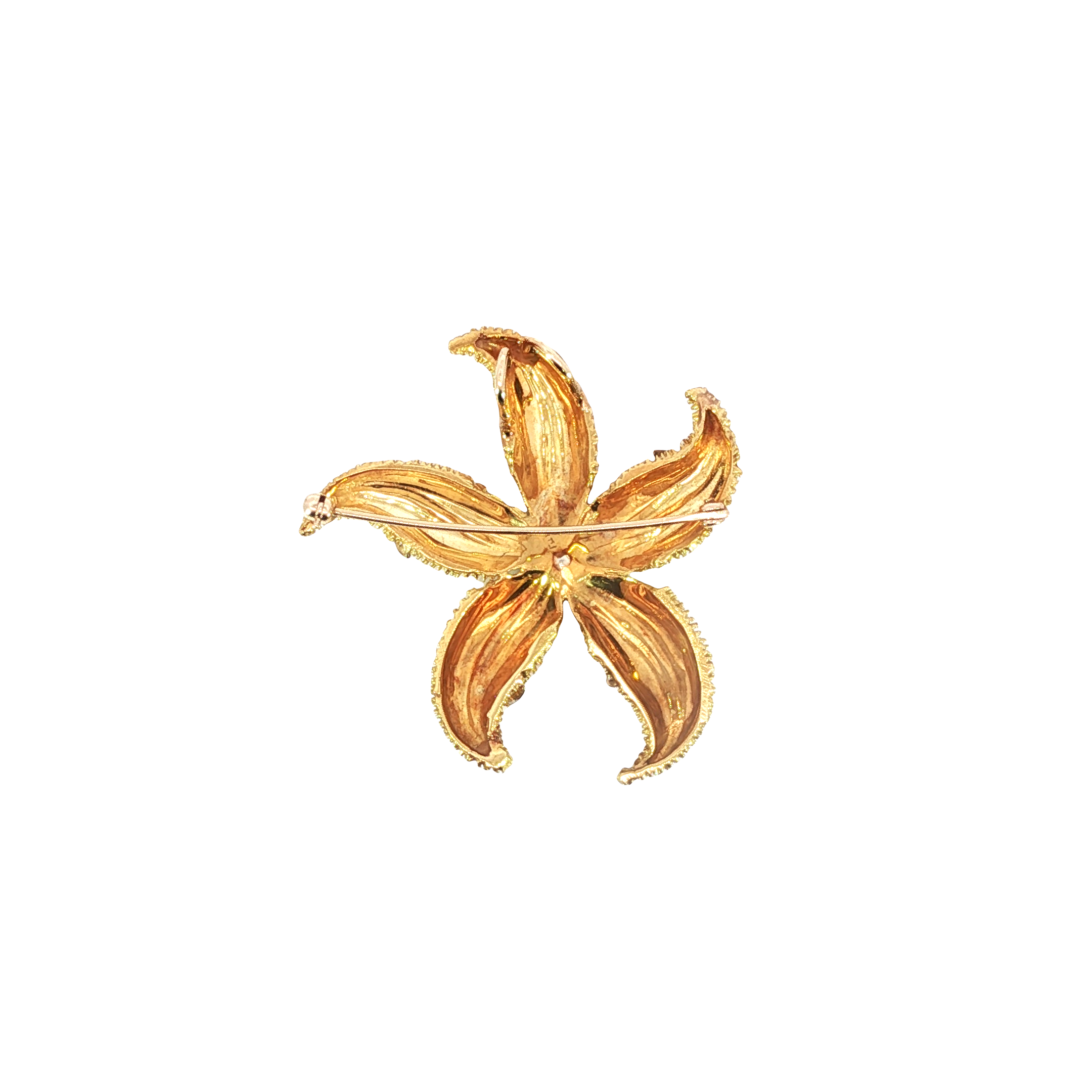 18K Yellow Gold Diamond Floral Brooch