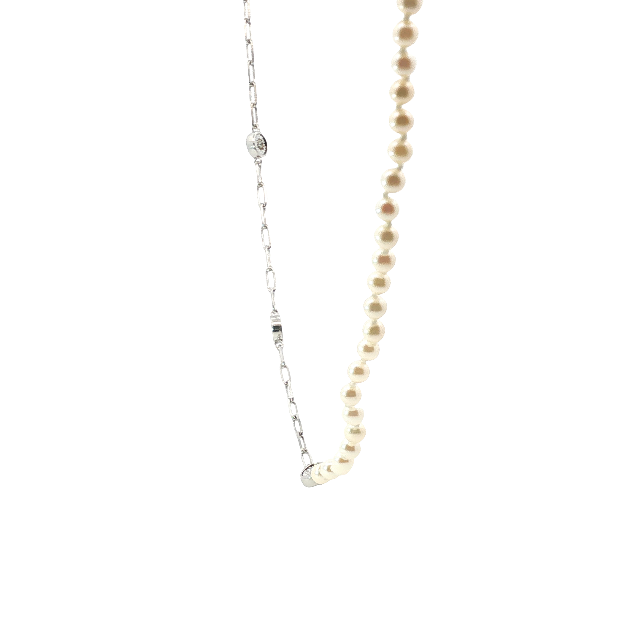 Bi-Design Sterling Silver Pearl & Diamond Necklace