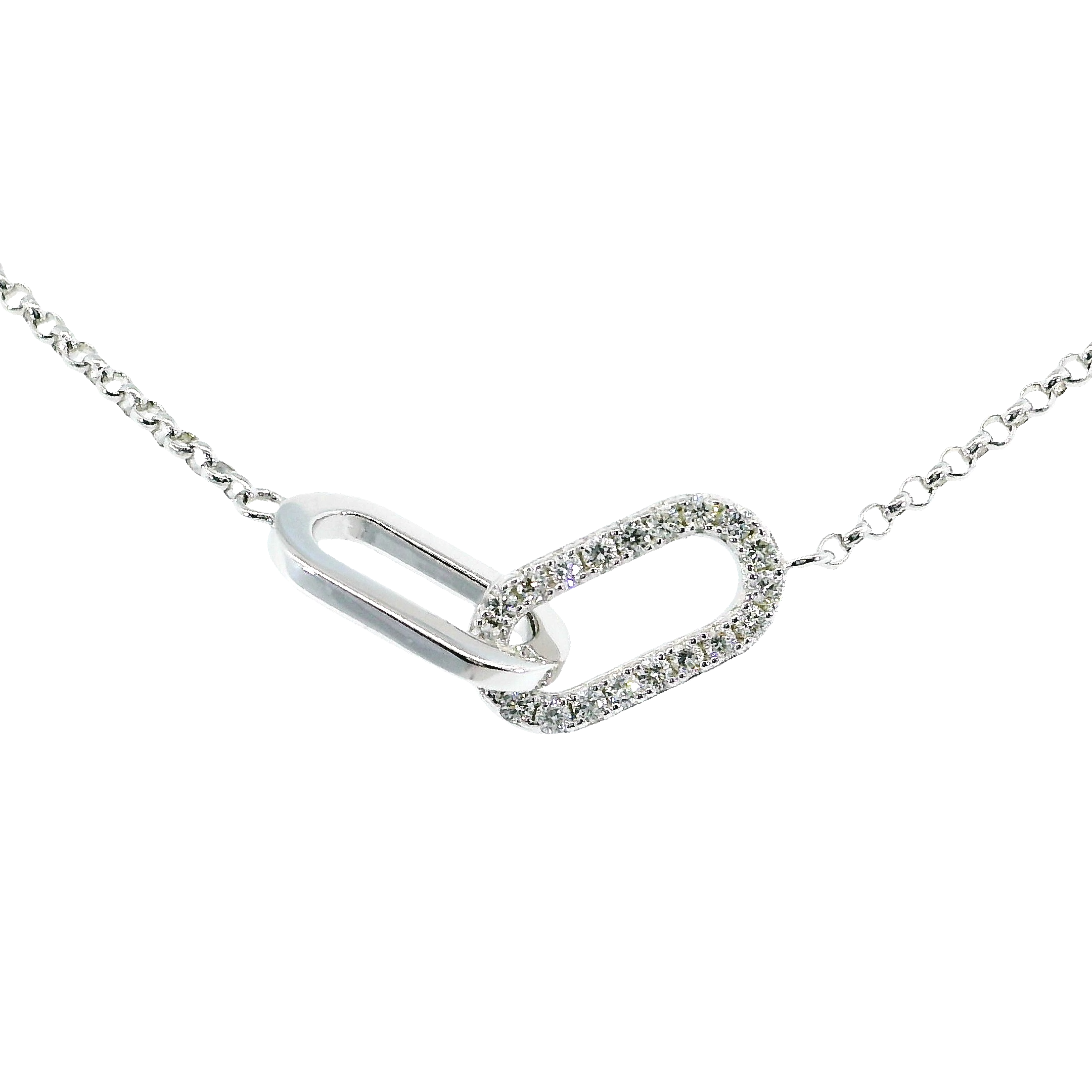 Sterling Silver Diamond Link Necklace