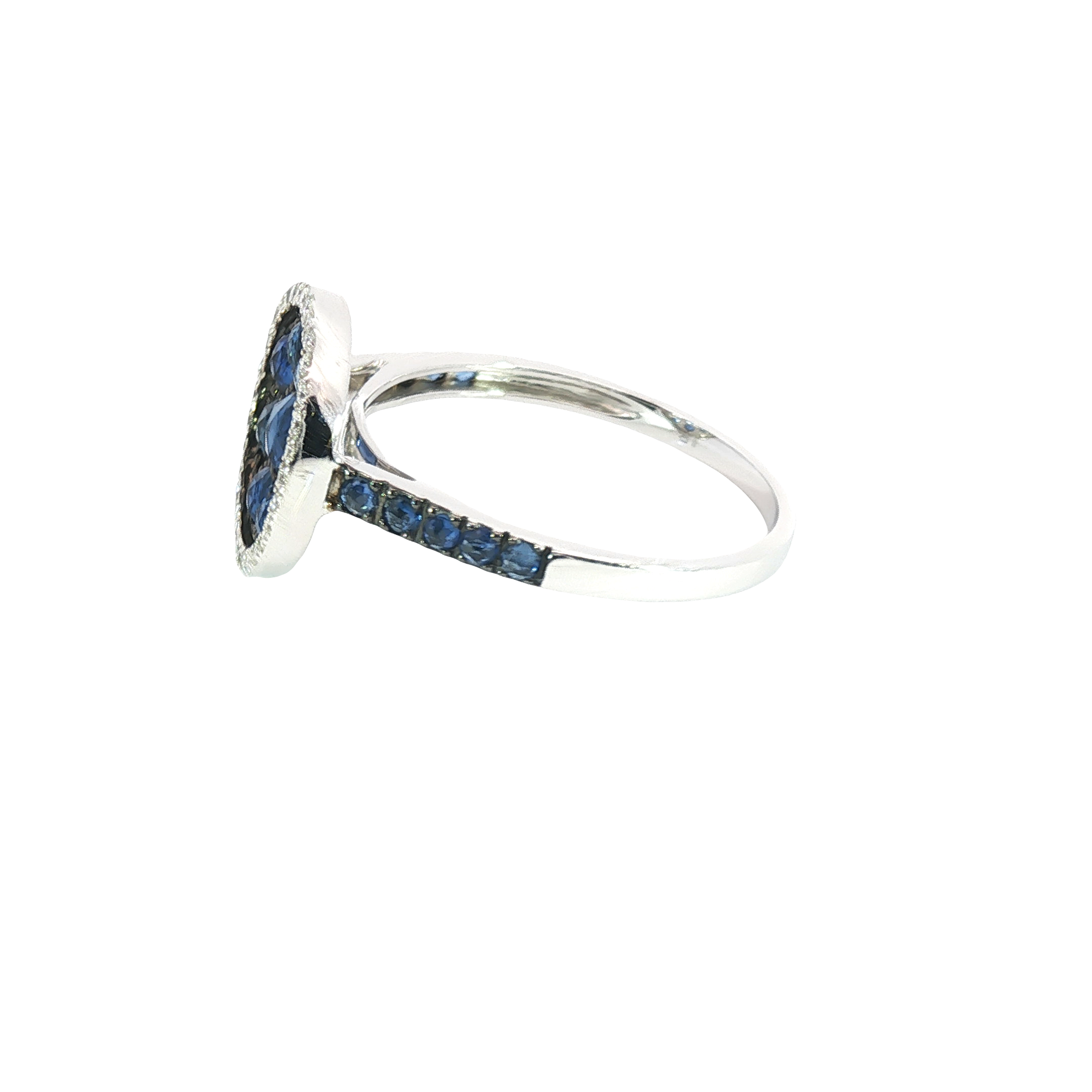 Royal Blue Sapphire & Diamond Ring in 14K White Gold