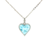 Larimar Heart Cubic Zirconia Pendant & Chain in Sterling Silver