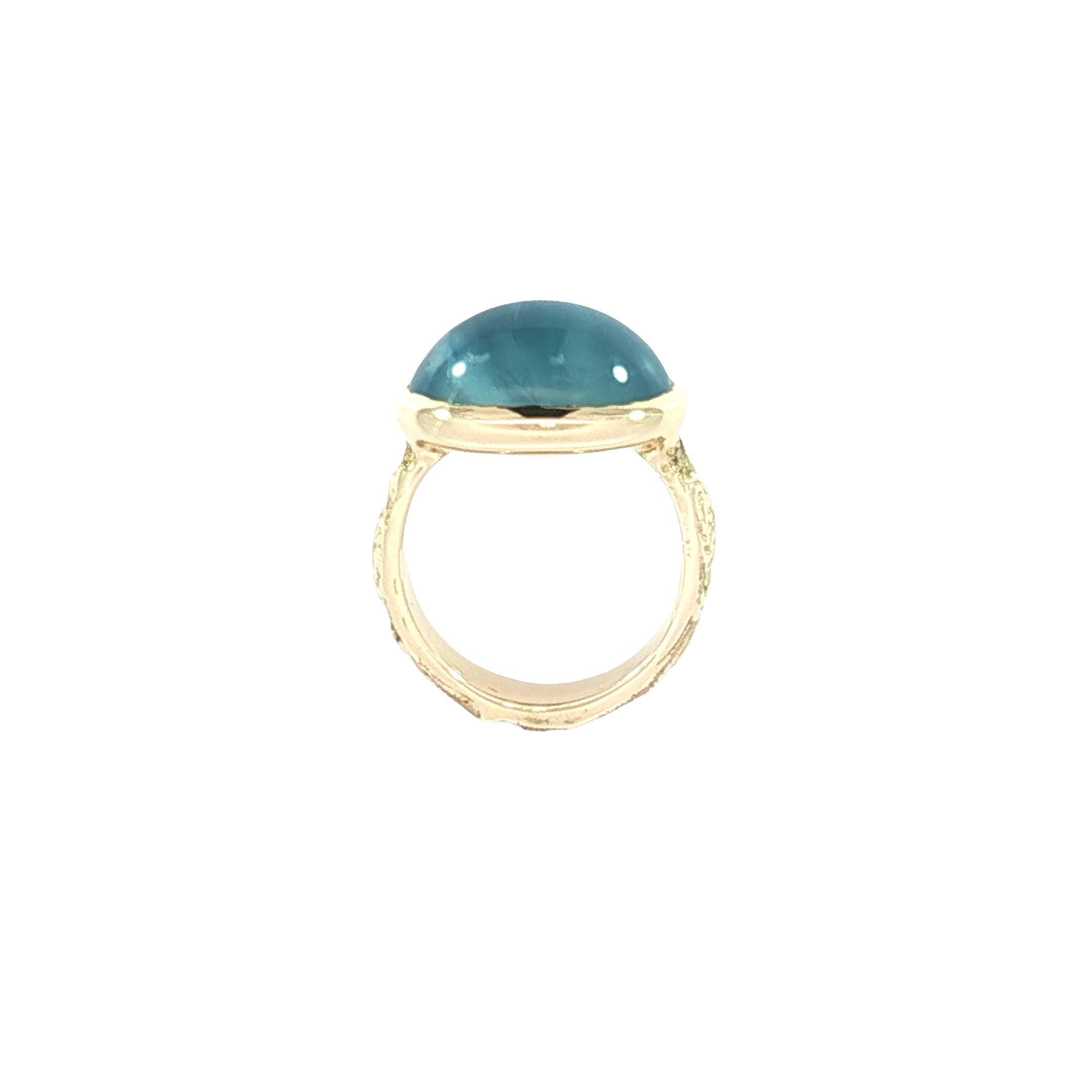 Aquamarine Cabochon Cocktail Ring in 14K Yellow Gold