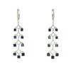 Dangle Diamond Earrings with Deep Blue Square Sapphire Accents in 14K White Gold