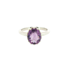Oval Amethyst Solitaire Ring in Sterling Silver
