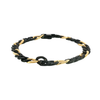 Two-Tone Figaro Chain Link Bracelet in Black and Gold Plated Stainless Steel