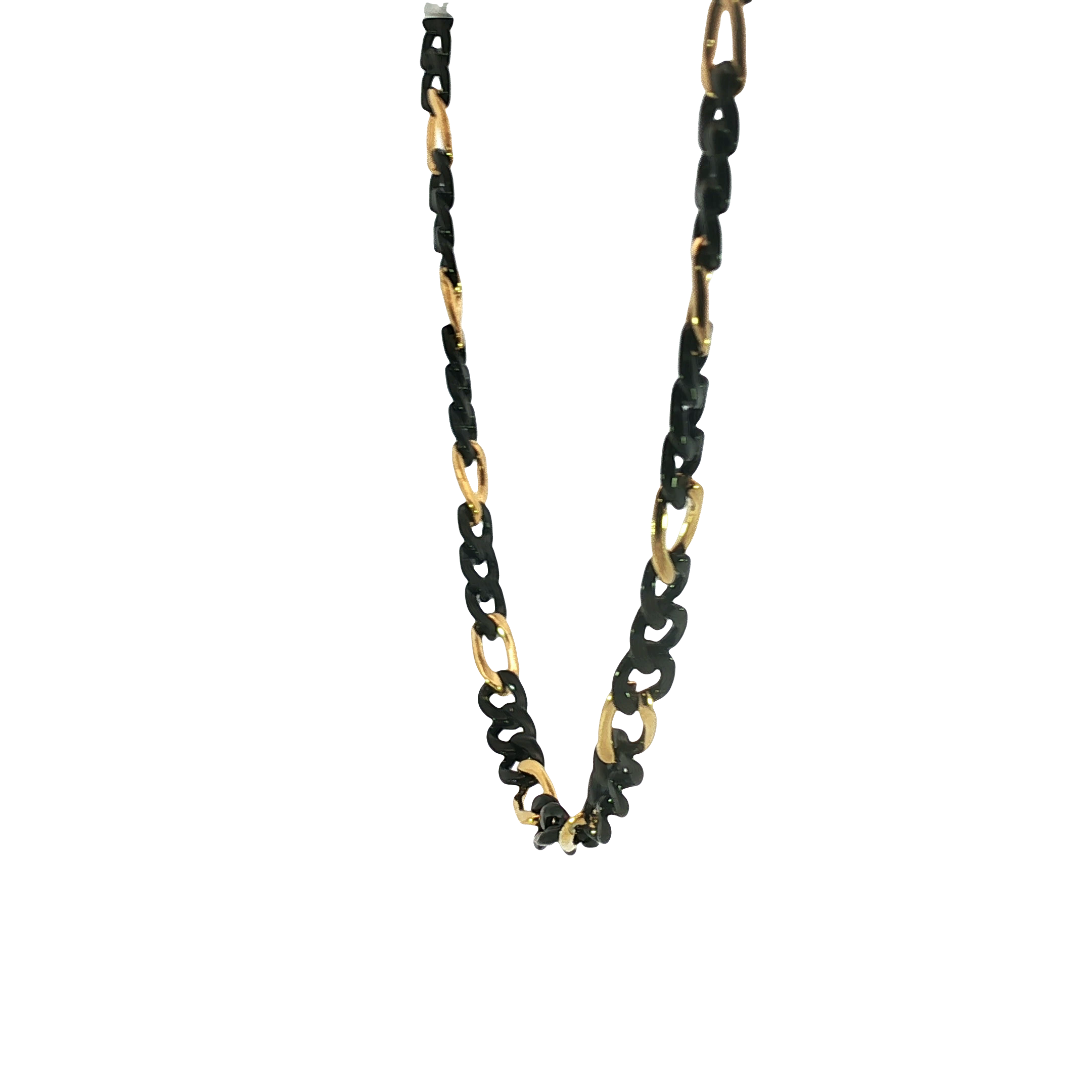Modern Figaro Chain Necklace in Black and Gold Plated Stainless Steel