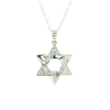 Diamond-Adorned Star of David Charm Necklace in 14K White Gold