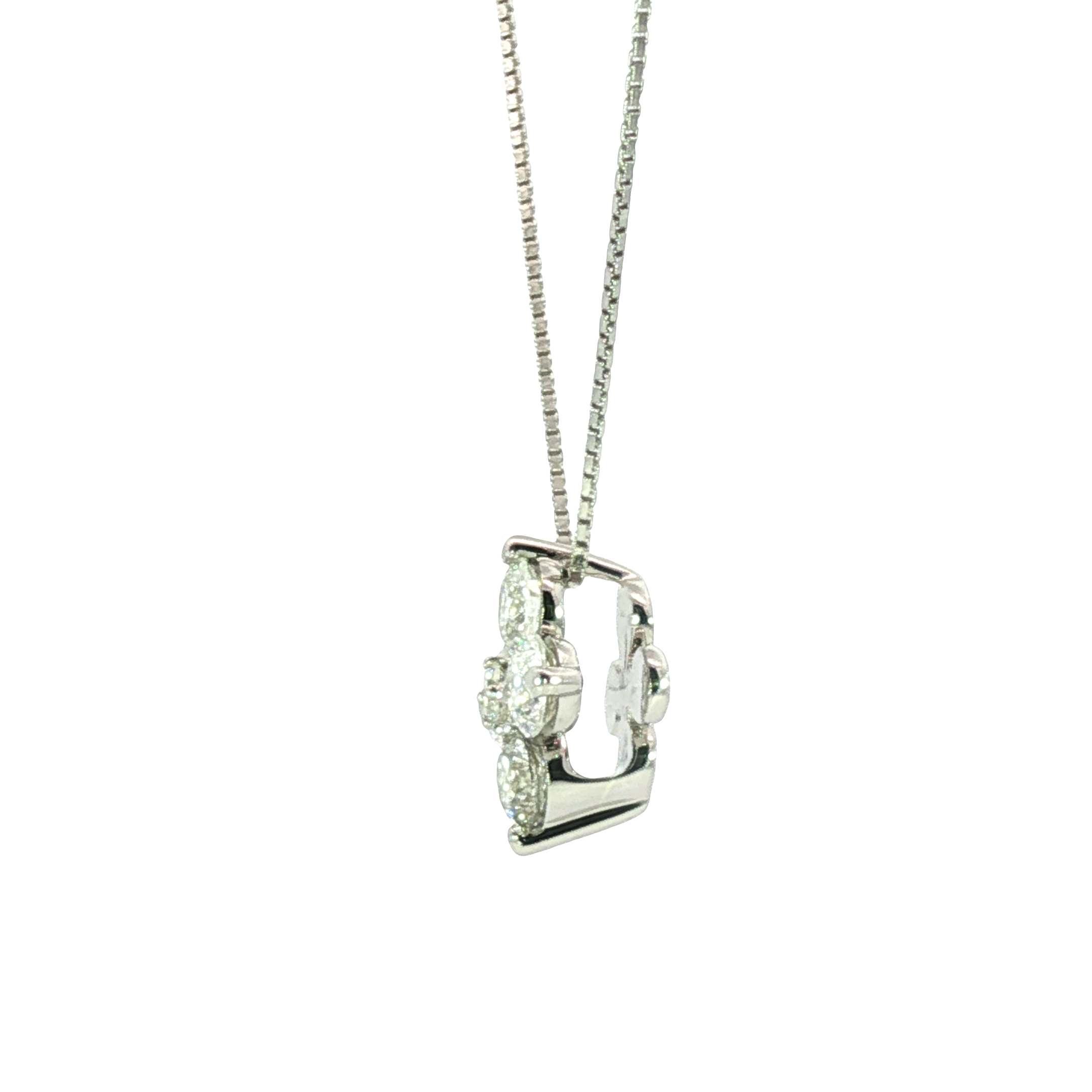 Floral Lab Grown Diamond Necklace in 14K White Gold