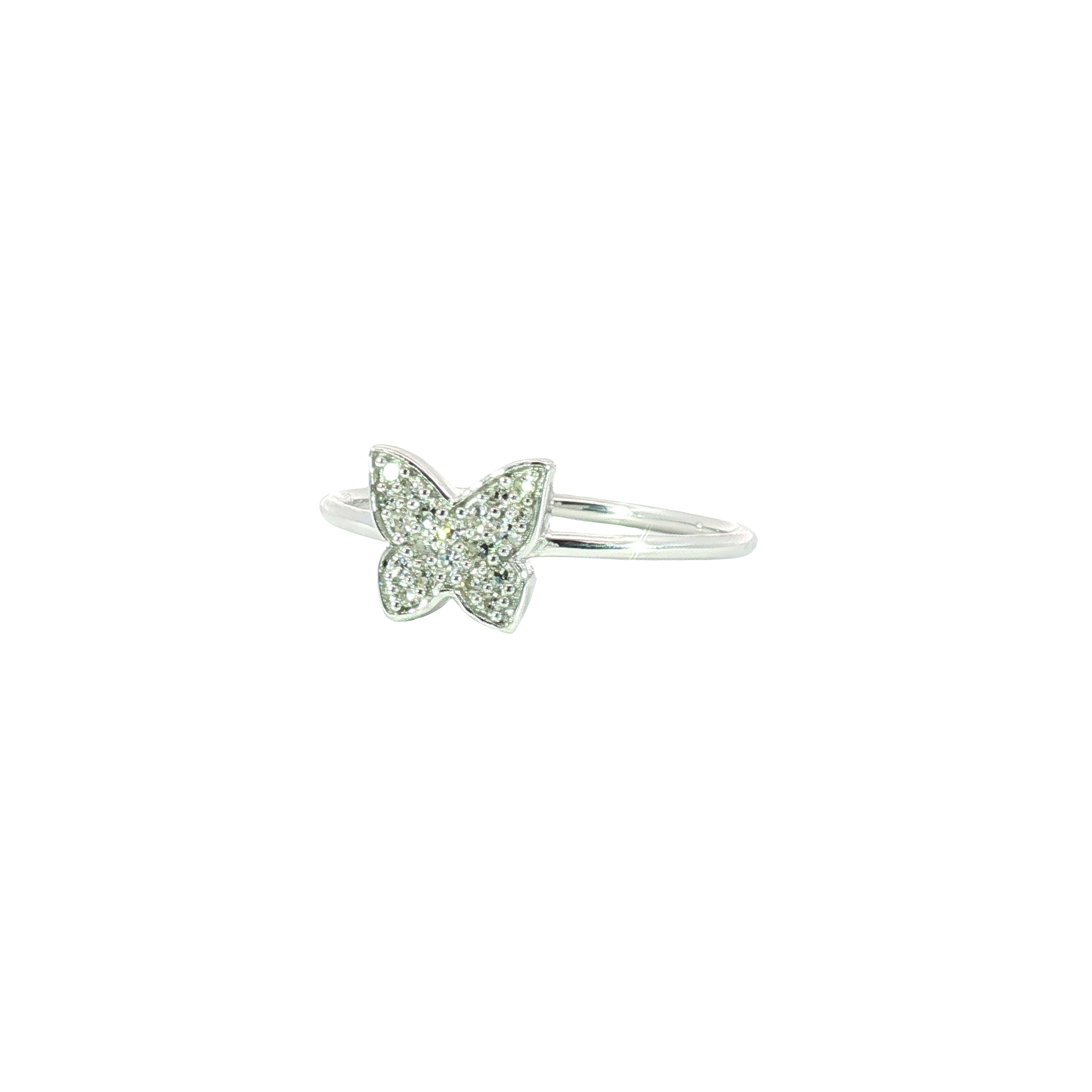 Sterling Silver Diamond Butterfly Ring