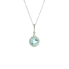 14K White Gold Aquamarine & Diamond Halo Pendant
