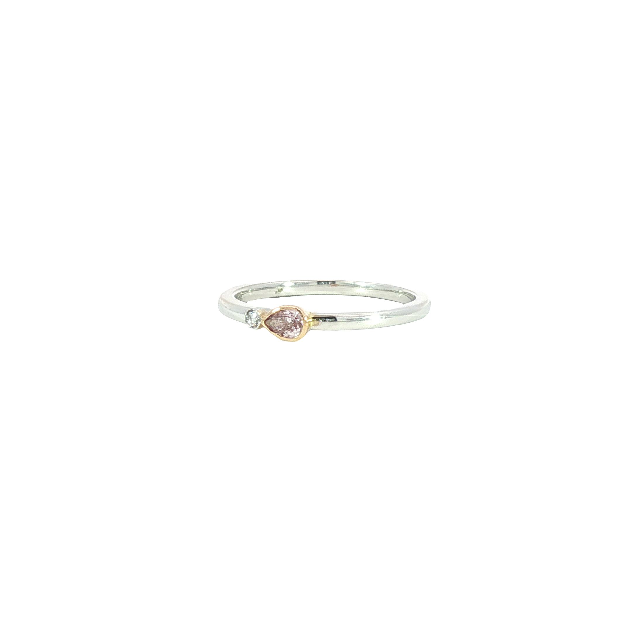 18K Two Tone Gold Fancy Pink Diamond Stackable Ring