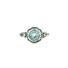 Sterling Silver Round Aquamarine Hammered Stackable Ring