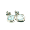 Sterling Silver Cushion Cut Light Blue Stone Stud Earrings