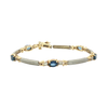 14K Two-Tone Gold Diamond Bracelet with Royal Blue Sapphire Facets