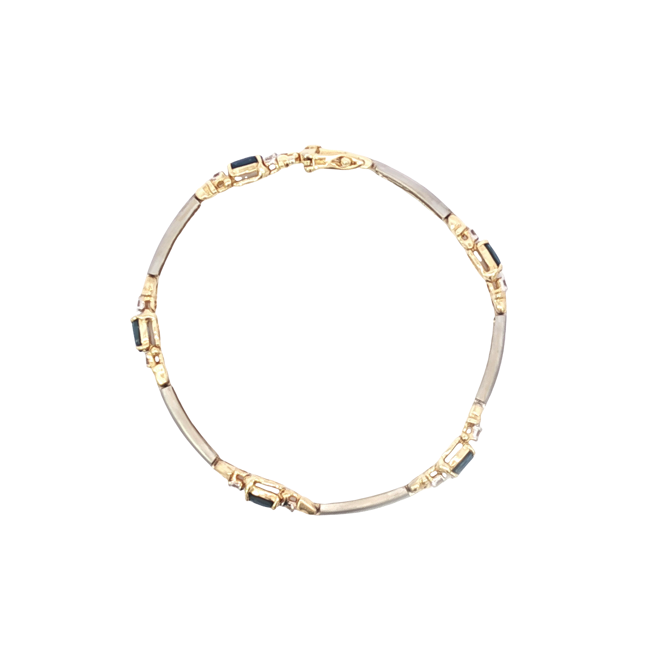14K Two-Tone Gold Diamond Bracelet with Royal Blue Sapphire Facets