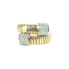 Flexible 18K Two-Tone Yellow Gold Band Ring with Round Cut Diamonds