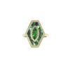 14K Yellow Gold Green Garnet Diamond Abalone Inlay Statement Ring