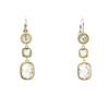 Sterling Silver Gold Plated Dangle Earrings with Cushion & Square Cut Gems