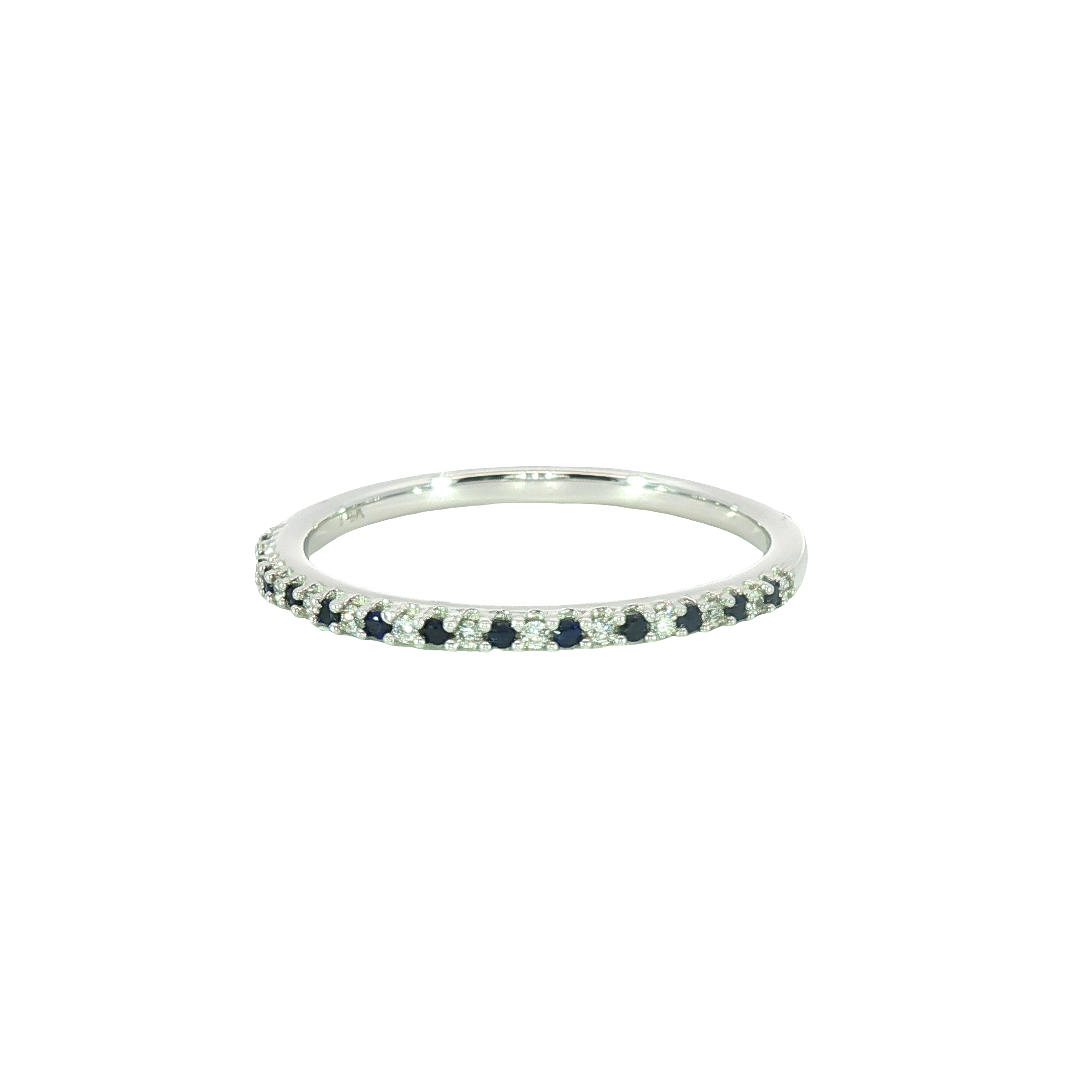 14K White Gold Deep Blue Sapphire Eternity Ring