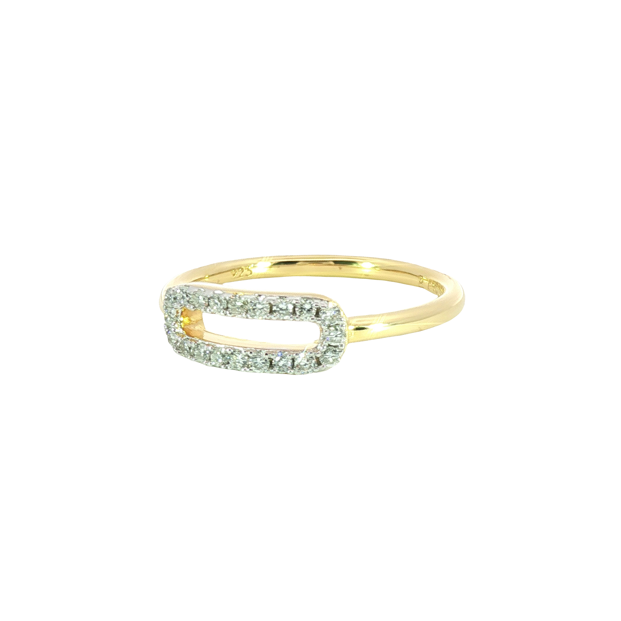 Sterling Silver 14K Yellow Gold Plated Multistone Ring with Round Cut Lab Diamonds