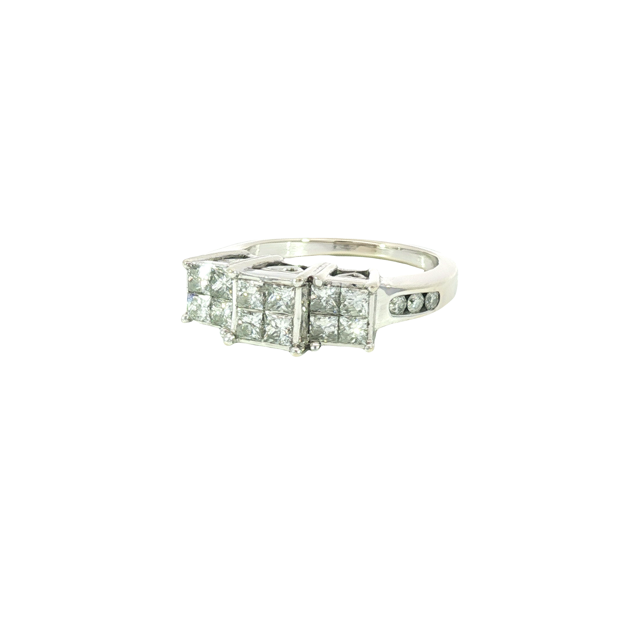 10K White Gold Princess Cut Diamond Multistone Ring