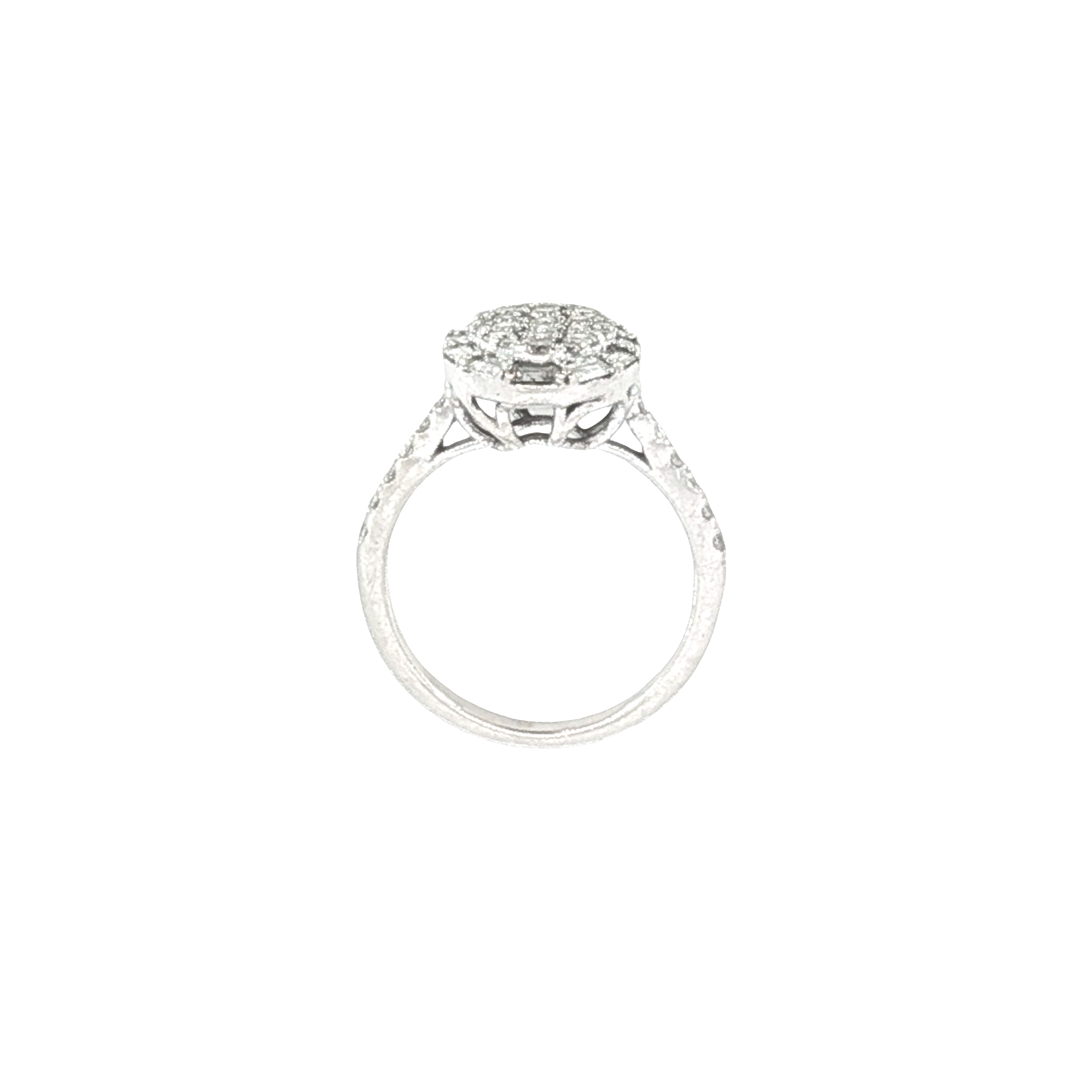 14K White Gold Diamond Oval Cluster Ring