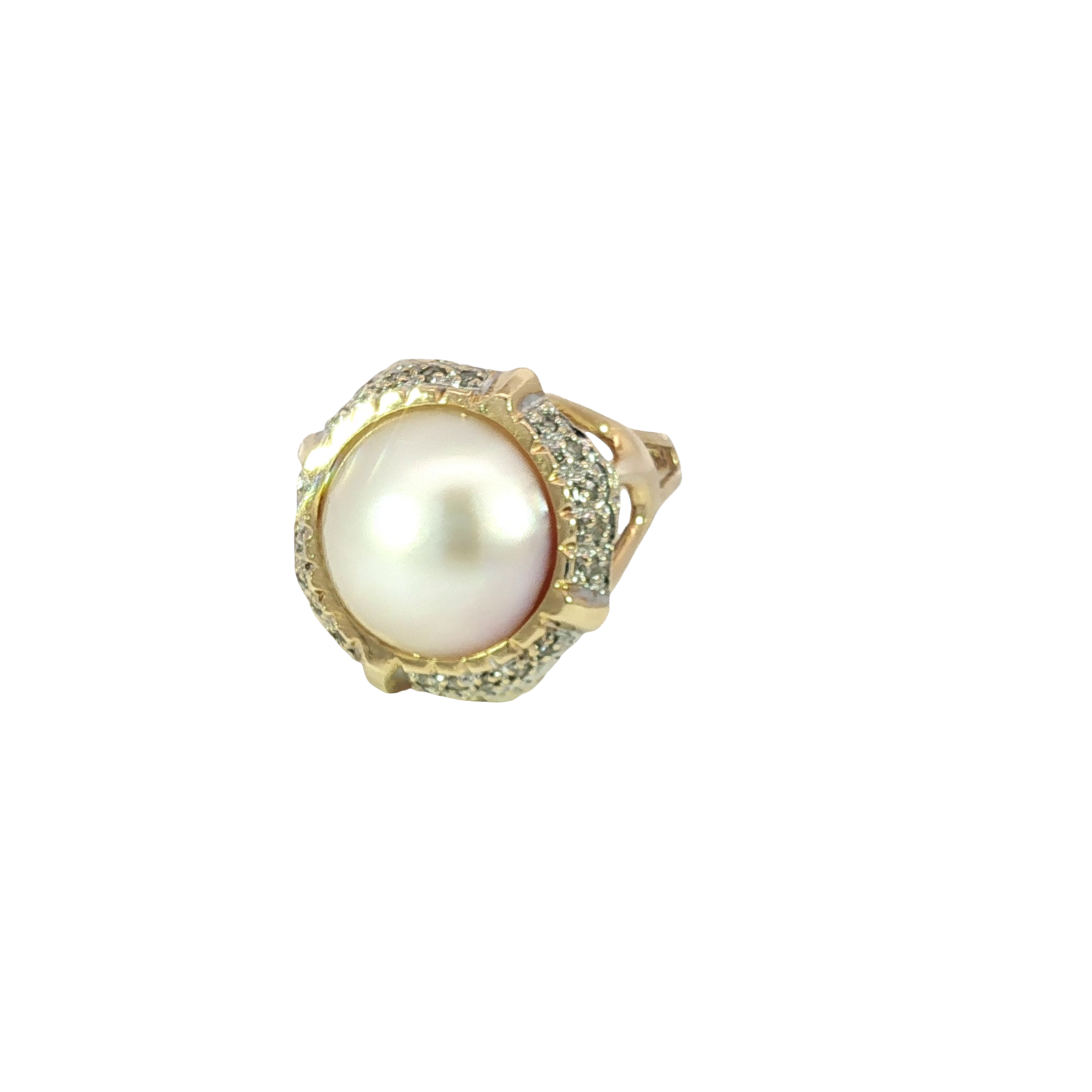 14K Yellow Gold with Mabe Pearl Cocktail Ring