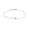 Sterling Silver Lab Grown Sapphire & Diamond Cross Bracelet