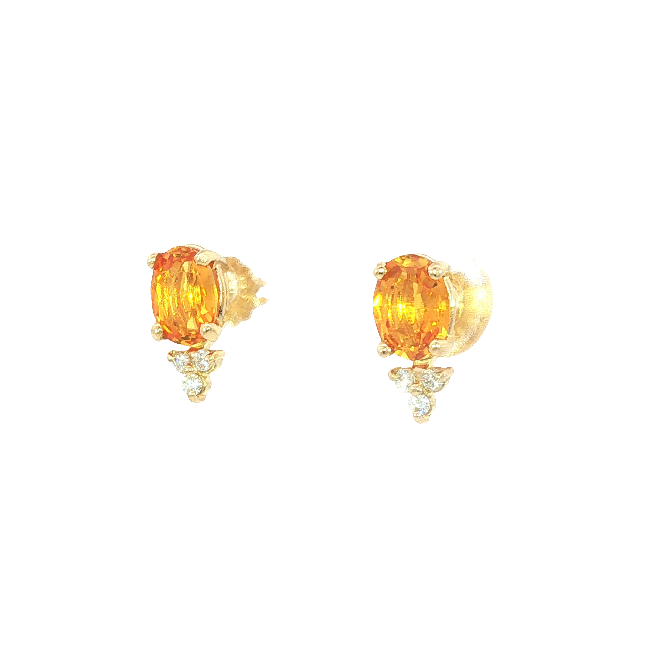 Yellow Citrine and Diamond Halo Stud Earrings in 14K Yellow Gold