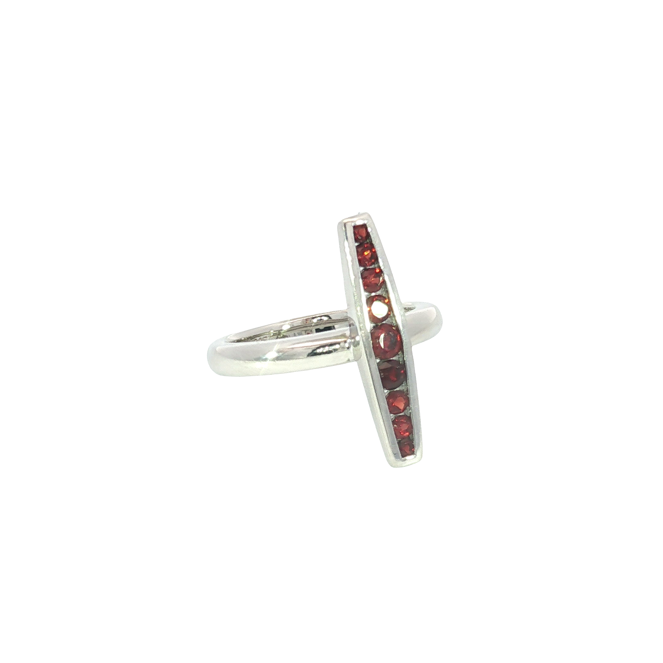 Sterling Silver Garnet Vertical Bar Ring