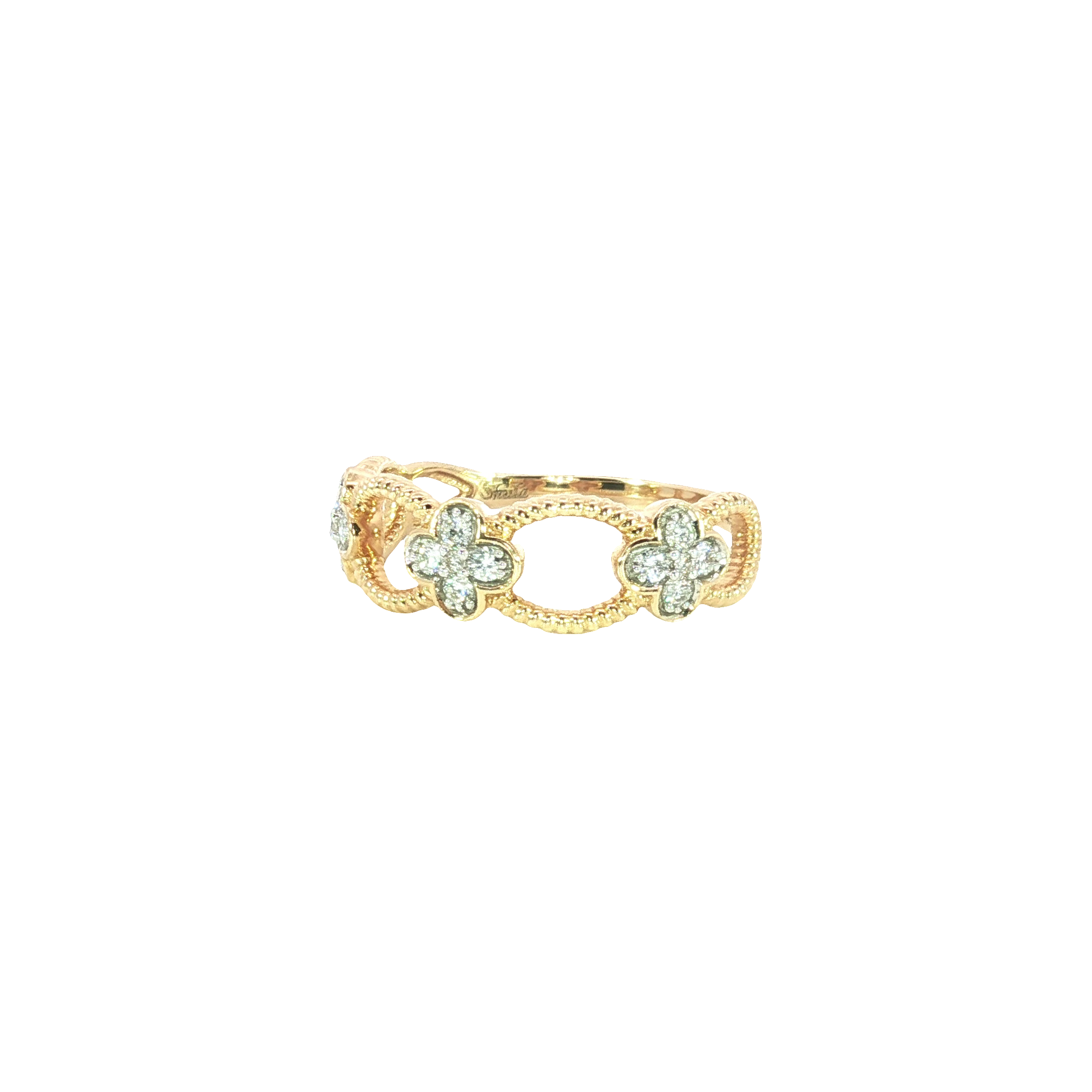 Round Brilliant Cut Diamond Flower Ring in 14K Yellow Gold