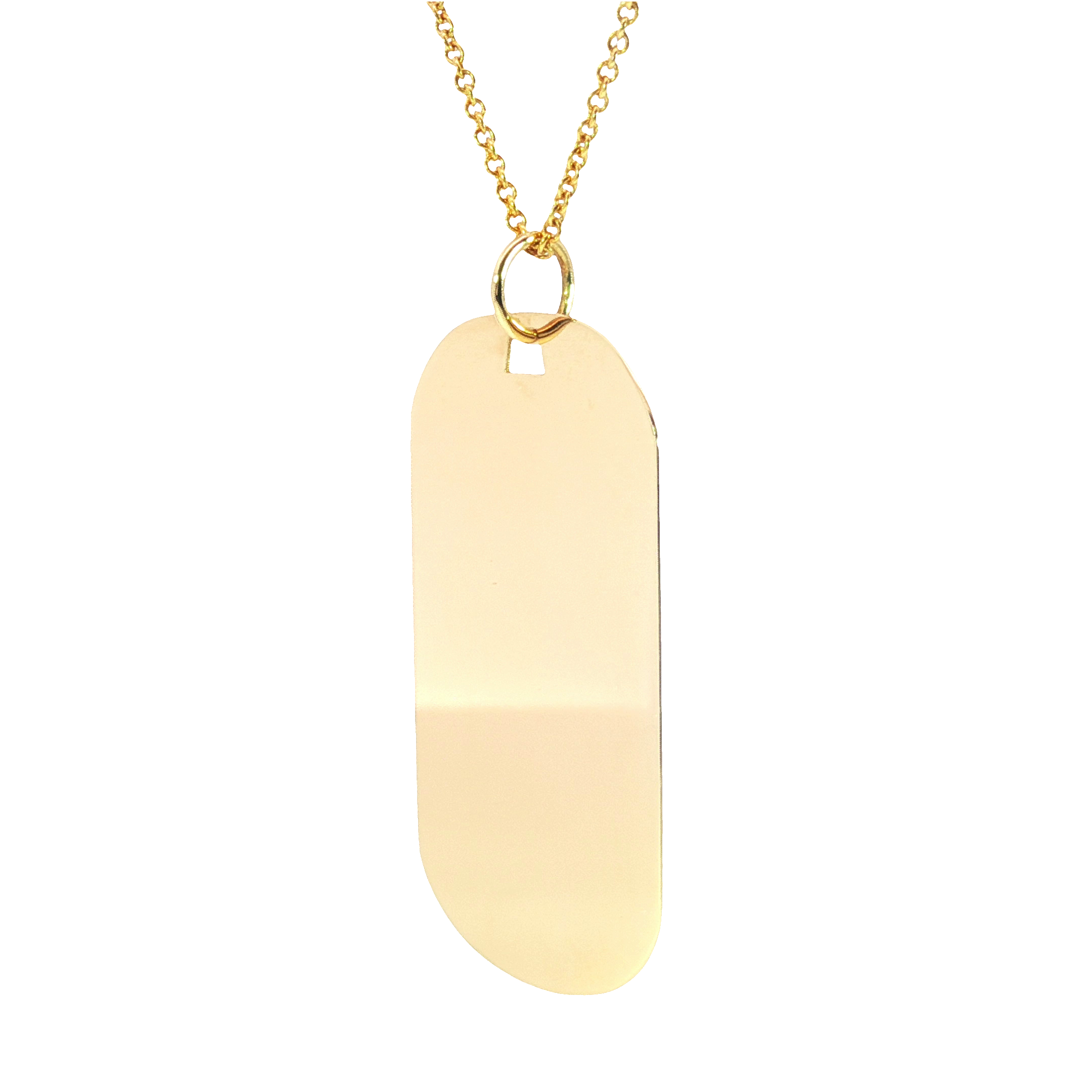 Classic 14K Yellow Gold Dog Tag Chain Pendant