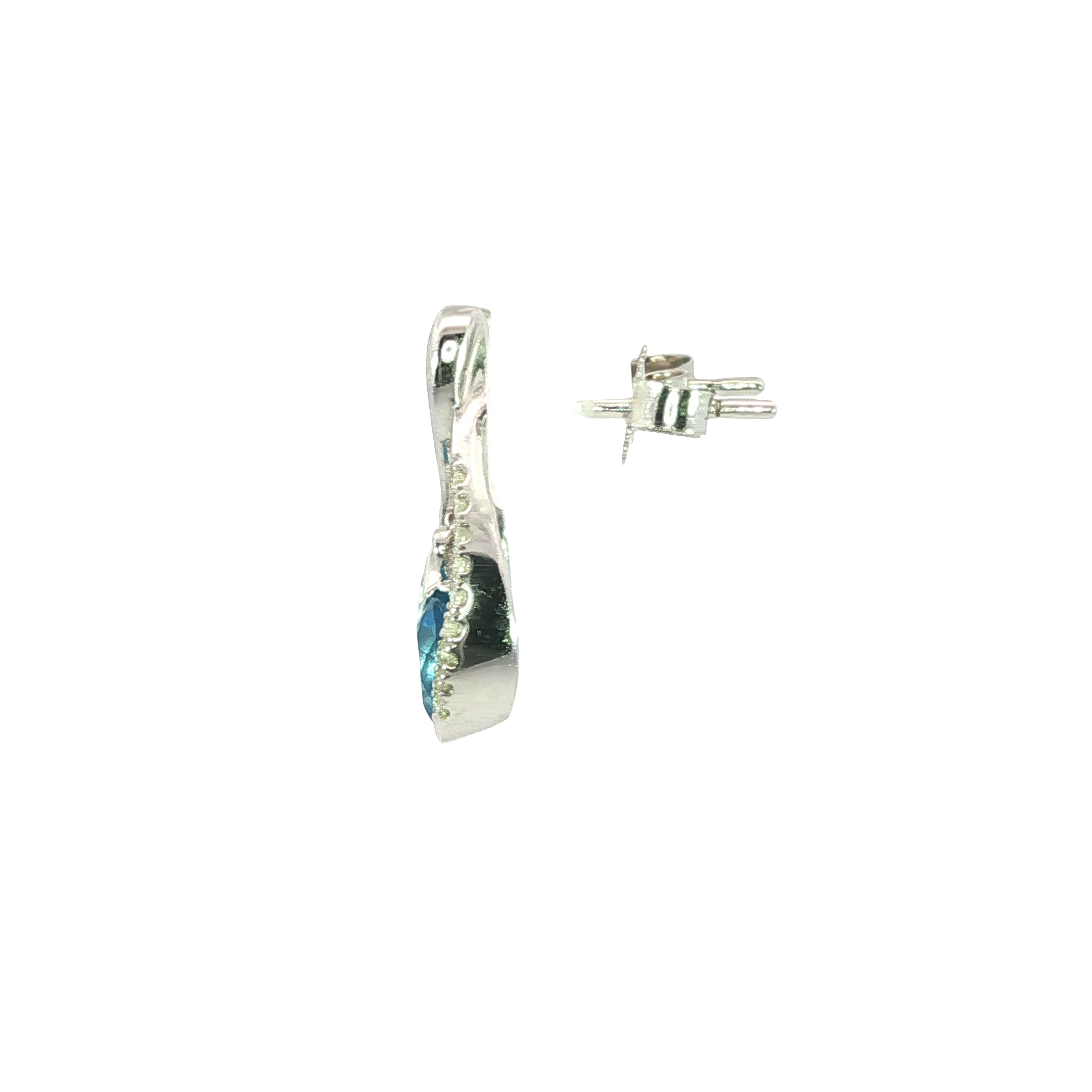 Diamond & Vivid Blue Topaz Drop Earrings in 14K White Gold